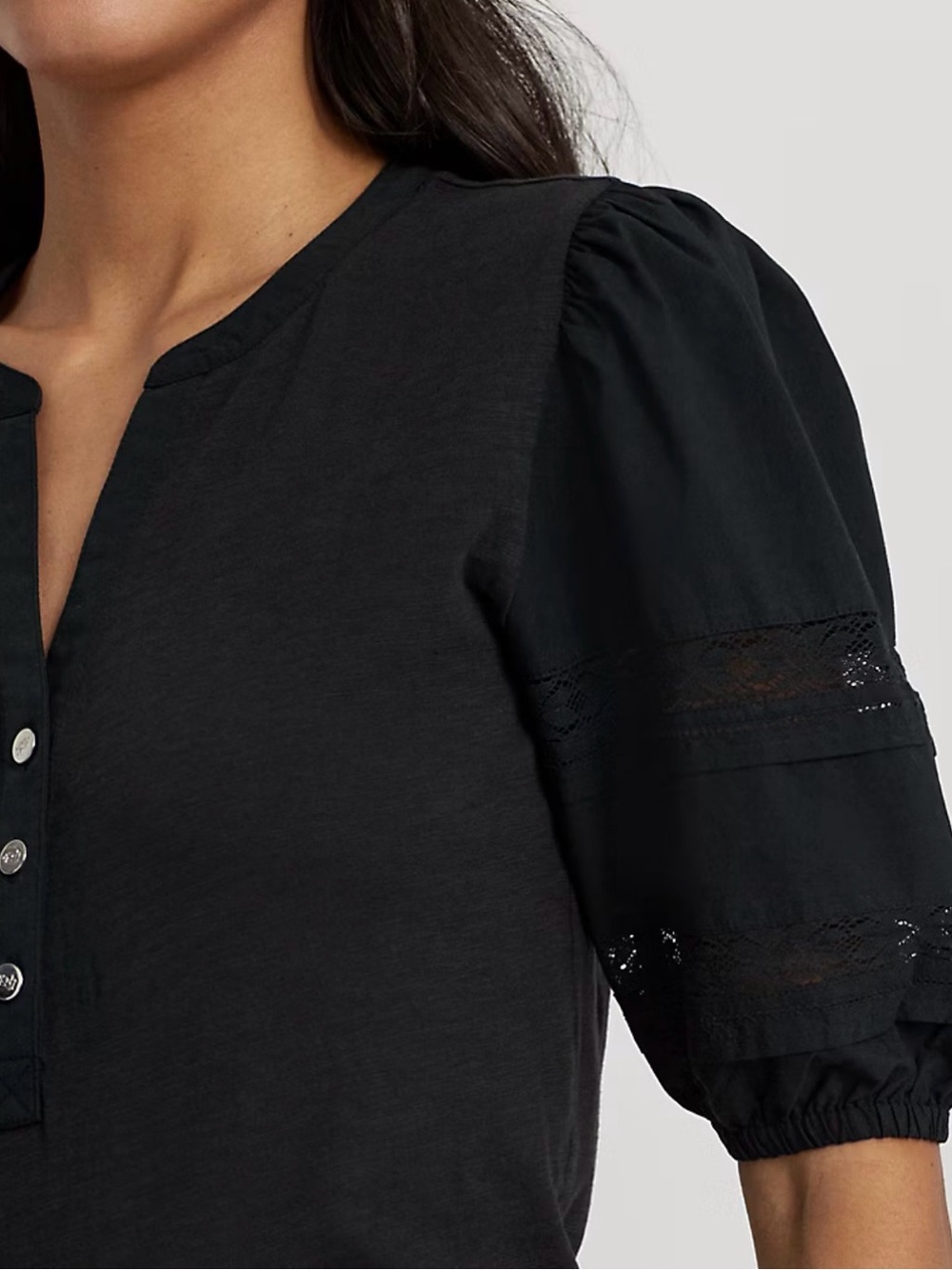 Ralph Lauren Lace-Trim
Jersey Puff-Sleeve Henley Top size S/M - Picture 2 of 9